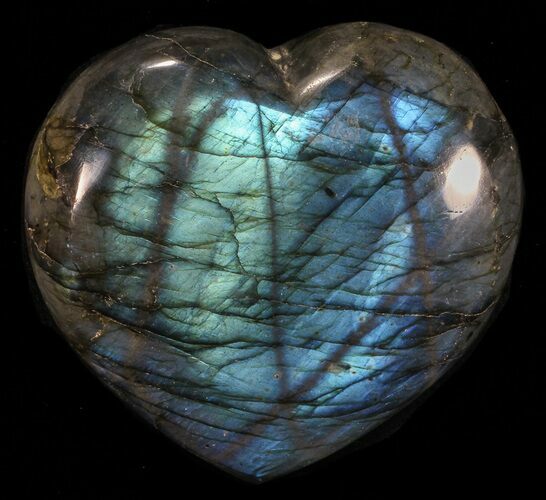 Flashy Polished Labradorite Heart - Brilliant Blue! #58851
